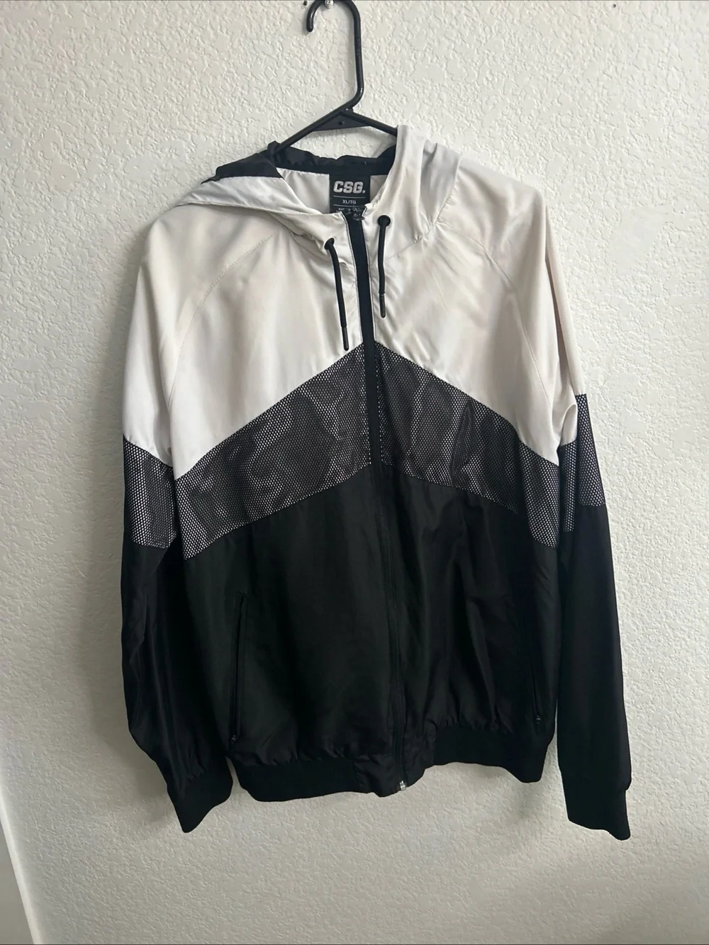 CSG Lightweight Black & White Hooded Windbreaker